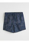 Navy Blue Short Length Text Printed Men's Swim Shorts - 5