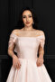 Sleeve Detailed Boat Neck Mini Dress - Pudra - 4