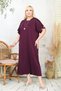 Plus Size Bat Sleeve Buttoned Collar with Necklace Modal Osho Fabric Premium Quality Draped Long Daily and Office Maxi Dress