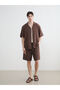 Brown Loose Fit Muslin Men's Shorts - 2
