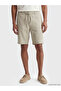 Beige Standard Fit Linen Look Men's Shorts - 5