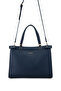 Women's Faux Leather Navy Blue Shoulder Bag - 5
