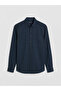 Navy Blue Regular Fit Linen Blend Men's Shirt - 5