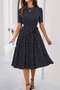 Women's Short Sleeve Crew Neck Polka Dot Short Single Jersey Dress - 3
