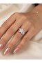 Lüxstar Zircon Stone Star Ring Adjustable Women's Ring, Sparkling Shiny Design with a Steel Look - 2