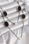 Brass Black Color Chain Multiple Women's Necklace with Pearl Detail