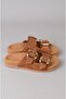 Seç 7543 genuine leather women's slippers (heel height: 2 cm) taba suede - 4