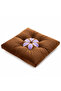 Square Velvet Polyester Chocolate Brown Floral Seat Cushion Soft Decorative 45 cm