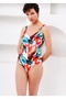 Thin Strap V-Neck Patterned Swimsuit with Accessories - 4