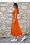 Women's Short Sleeve Round Neck Midi Length Flared Summer Dress - 3
