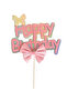 Pink Bow Detailed Happy Birthday Cake Decoration - 2