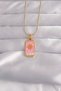 316L Steel Gold Color Pink Enameled Sun Model Tarot Necklace