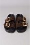 Seç 7543 genuine leather women's slipper (heel height: 2 cm) coffee suede - 2