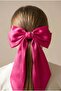 Long Bow Detailed Hair Clip Dark Pink