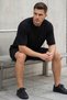 Men's Black Oversize T-Shirt Crew Neck Basic Comfortable Fit Casual T-Shirt - 4