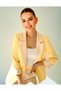 Contrast Color Garnished Blazer Jacket Palazzo Trousers Cream - Butter Yellow Women's Set - 3