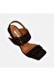 Women's Brown Big Buckle Thin Heeled Suede Evening Dress Sandals - 7