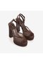 Women's Brown Mesh 13.5cm Platform Heeled Evening & Evening Dress Shoes Y324 - 3