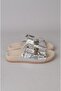 Seç 7543 Genuine Leather Women's Slippers (Heel Height: 2 cm) Silver - 3