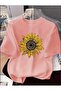 Sunflower Printed Cotton Crew Neck Short Sleeve T-Shirt