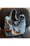 Vintage Black Canvas Tote Bag - Large Capacity Washed Denim-Style Shoulder Bag with Adjustable Strap - Retro Crossbody for Travel & Leisure - 7