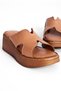 Snai Women's Genuine Leather Stitched Detailed Wedge Heeled Slippers B4562 - 4