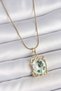 316L Steel Gold Color Chain Blue Enamel Flower Embroidered Pearl Detail Portrait Model Women's Necklace