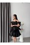 Black Bow Straps Short Organza Homecoming Dress - 5