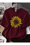 Sunflower Printed Cotton Crew Neck Short Sleeve T-Shirt