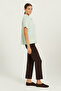 Mint Shirt Collar Buttoned Short Sleeve Blouse - 3