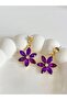 Crystal Stone Flower Purple Earrings - 3