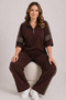 Women's Plus Size Coffee, Stone Detailed Pocket Sweatpants Set 65N39476 - 5