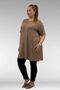 68501 Large Size Combed Cotton T-Shirt with Ribbed Collar and Stones on the Front - Mink - 5