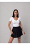 Women's White Color Lace Detailed Crop Body - 2