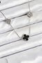 316L Steel Chain Silver Color Black and Zircon Stone Clover Women Necklace