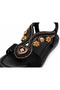 Royal Black Stone Detailed Women's Sandals - 8