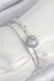 Brass Zircon Stone Heart Model Silver Color Women's Bracelet