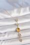 Brass Chain Amber Yellow Gold Color Zircon Stone Y Necklace