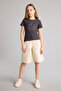Printed Corded Fabric Ribbed Knit T-Shirt Girl H5294A826Sm - 2