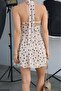 Women's Polka Dot Halter Neck Lined Short Dress - 8