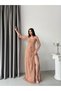 Camel Heart Collar Corset Detailed Lace-Up Front Lace Evening Dress - 3