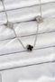 316L Steel Chain Silver Color Black and Zircon Stone Baby Boy Clover Women's Necklace