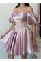 Powder Balloon Sleeve Corset Detailed Short Homecoming Dress - 5