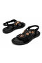Royal Black Stone Detailed Women's Sandals - 5