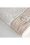Mihra Bath Towel 100% Organic Cotton Linen Bordered Hand Embroidered Cream 80X150 cm - 5