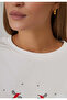 White Printed Long Sleeve Cotton T-Shirt Suitable for Hijab - 7