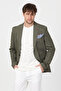 Muller Men's Khaki 360 Stretch Knitted Lycra Mono Collar Sports Blazer Jacket