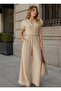 Women's V-Neck Jumpsuit with Shoulder Ruffles and Elastic Waist