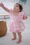 Baby Girl Muslin Fabric Romper Jumpsuit with Ruffle Straps and Tie-Back Skirt (Perfect Fit) - 2