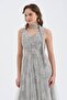 Women's Scarf Detailed Lined Sleeveless Design Long Dress - 4